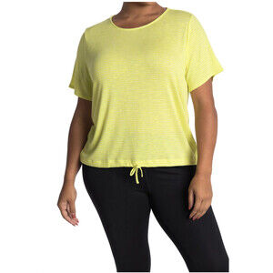 Z By Zella Luna Stripe Drawstring Hem T-Shirt In Green Blaze Size M